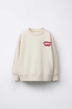 ZARA ТОЛСТОВКА С ПРИНТОМ «СКЕЙТЕР», ЭКРЮ