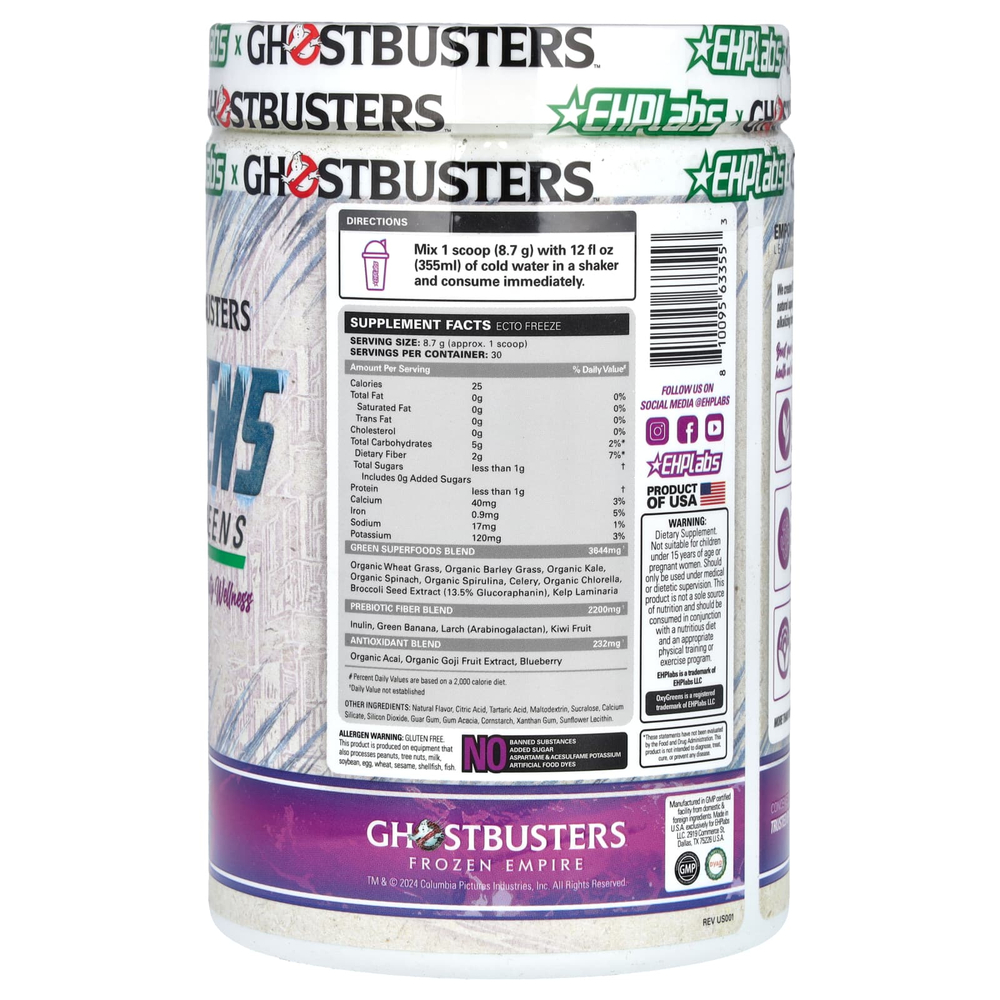 EHPlabs, Ghostbusters, Oxygreens, Daily Super Greens, Ecto Freeze, 261 г (9,21 унции)