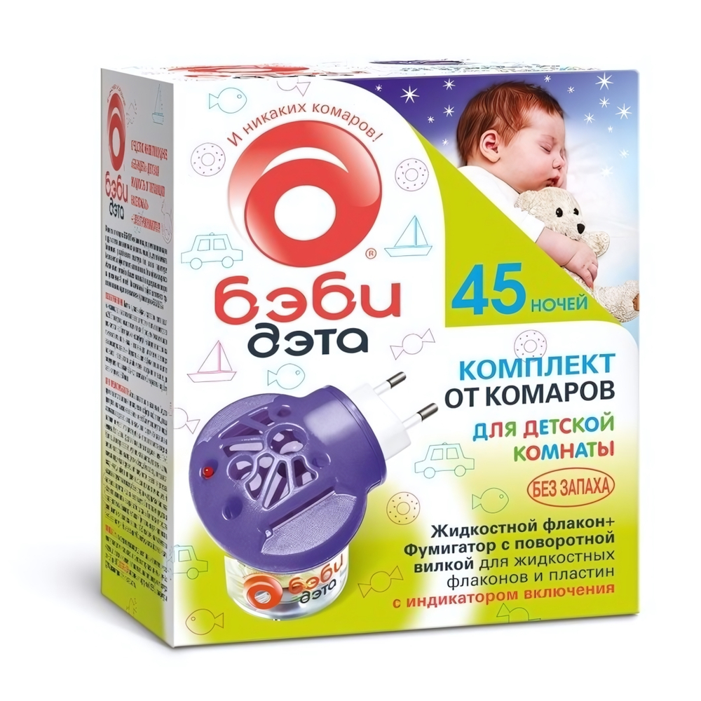 Комплект БЭБИ ДЭТА 45 ночей фумигатор + жидкость 30 мл без запаха