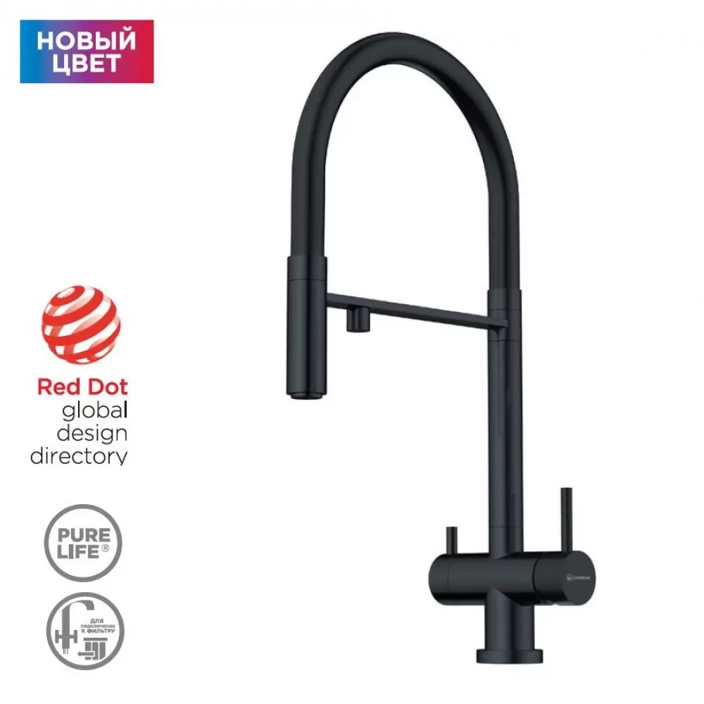 Omoikiri Kanto-PVD-GM с черным шлангом