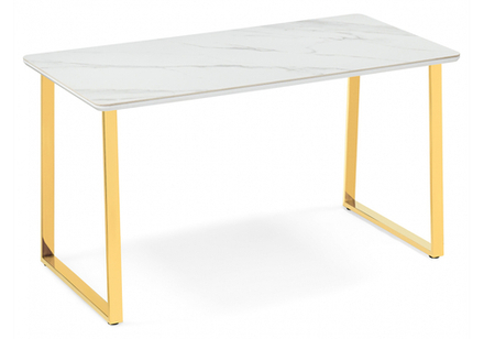 Керамический стол Woodville Селена 2 180х90х77 белый мрамор, золото