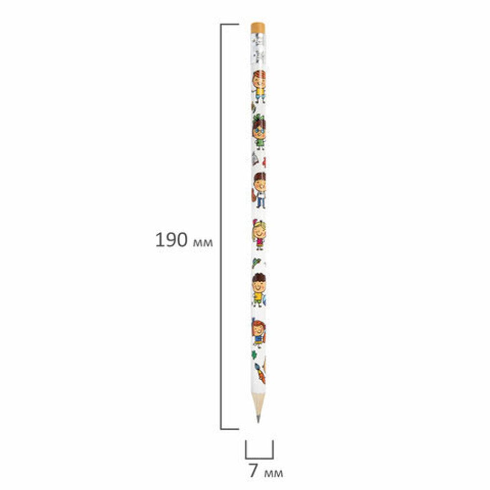 Карандаш чернографитный ПИФАГОР "ЭНИКИ-БЕНИКИ", 1 шт., HB, с ластиком, корпус ассорти, 181787