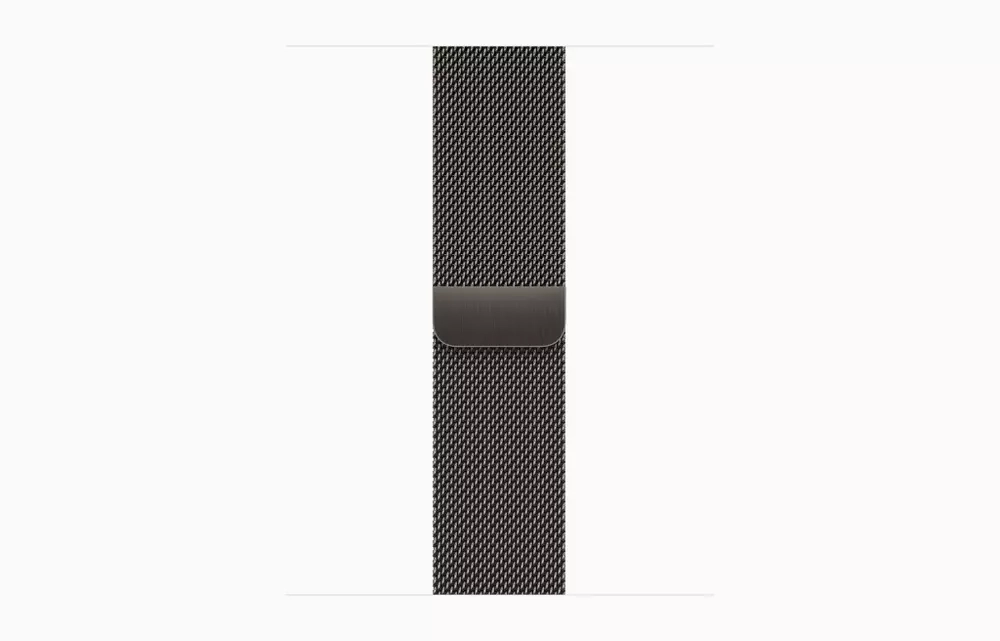 Apple Watch Series 9, 45 мм, из стали цвета «графит», миланский сетчатый браслет