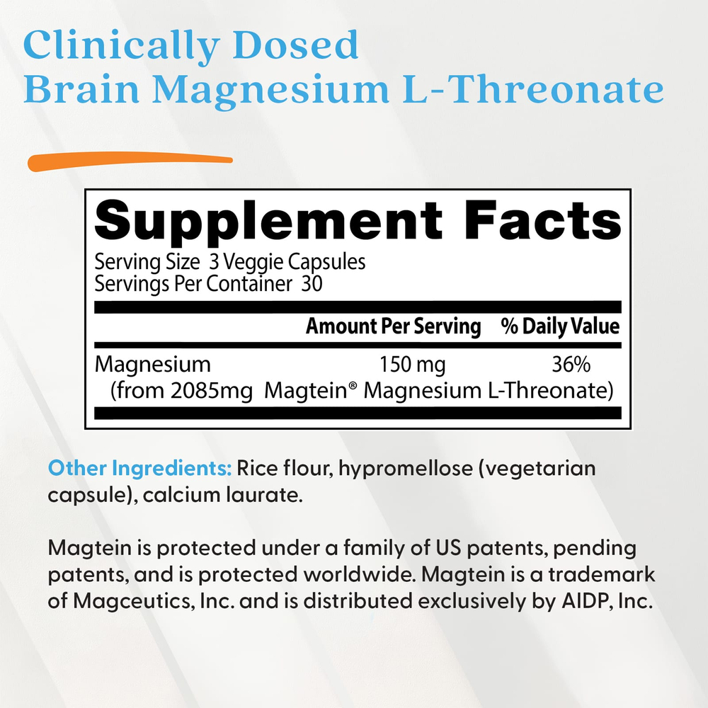 Doctor's Best, магний для мозга с Magtein®, 90 растительных капсул (50 мг в 1 капсуле)