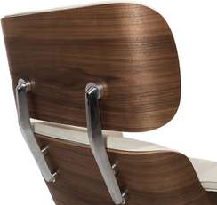 Кресло с оттоманкой Eames Lounge, Premium U.S. version, кремовая кожа, орех