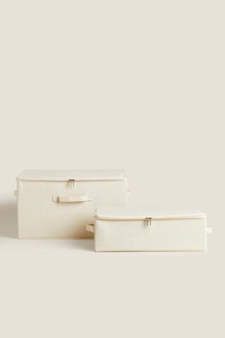 ZARA HOME СКЛАДНОЙ ЯЩИК ДЛЯ ХРАНЕНИЯ С КРЫШКОЙ, БЕЛЫЙ