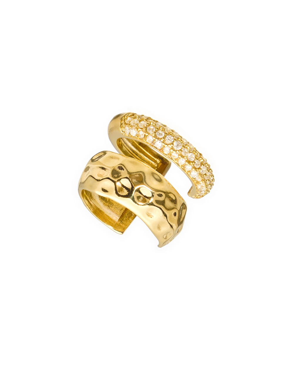 Двойная серьга-кафф с цирконами, золото