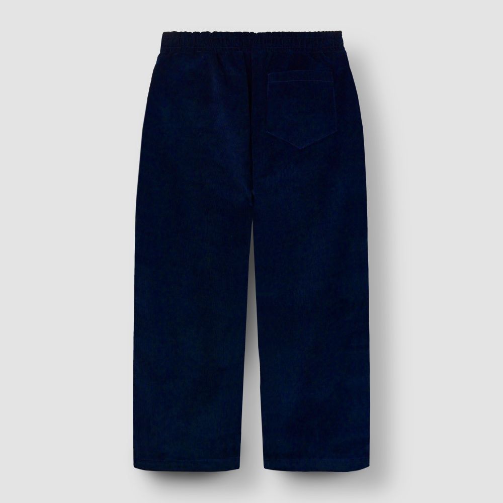 Брюки широкие из микровельвета ТЕМНО-СИНИЙ