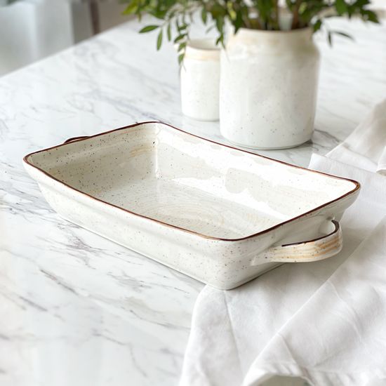 Блюдо с ручками Latte 1,95 л, 30*19,5 см, ручная работа, фарфор