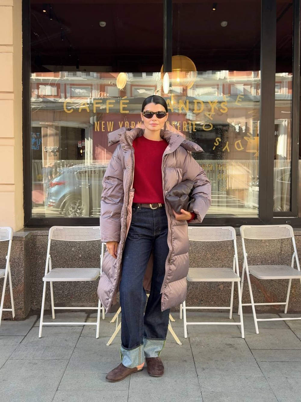 MAXI пуховик с объемным капюшоном, CAPPUCCINO 🧋