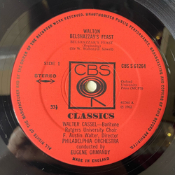 Винтажная виниловая пластинка LP Walton Eugene Ormandy Юджин Орманди, George Szell, Belshazzar's Feast / Partita For Orchestra (Англия 1969)
