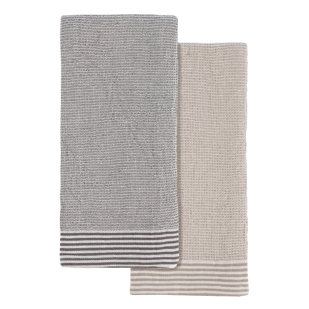 Набор из двух вафельных полотенец с контрастным кантом из коллекции essential, 50х70 см