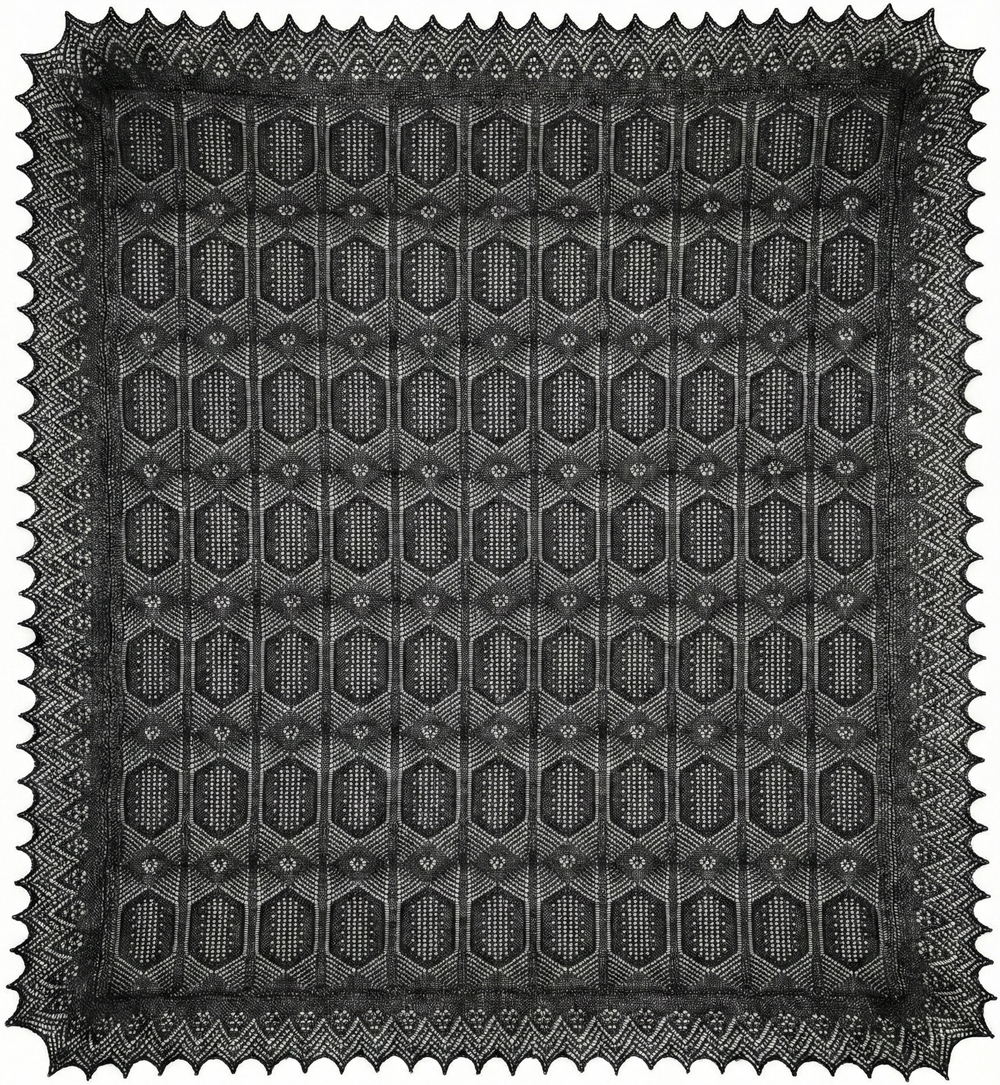 Платок "Северные узоры" из ультрамягкого оренпуха - Экрю