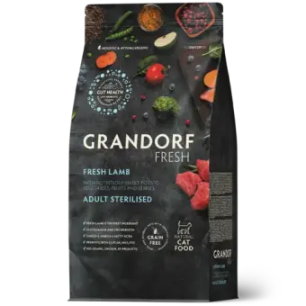 Сухой корм GRANDORF FRESH CAT Lamb STERILISED беззерновой, ягненок с бататом для стерилизованных кошек, чувствительное пищеварение или склонность к аллергии 0,4кг
