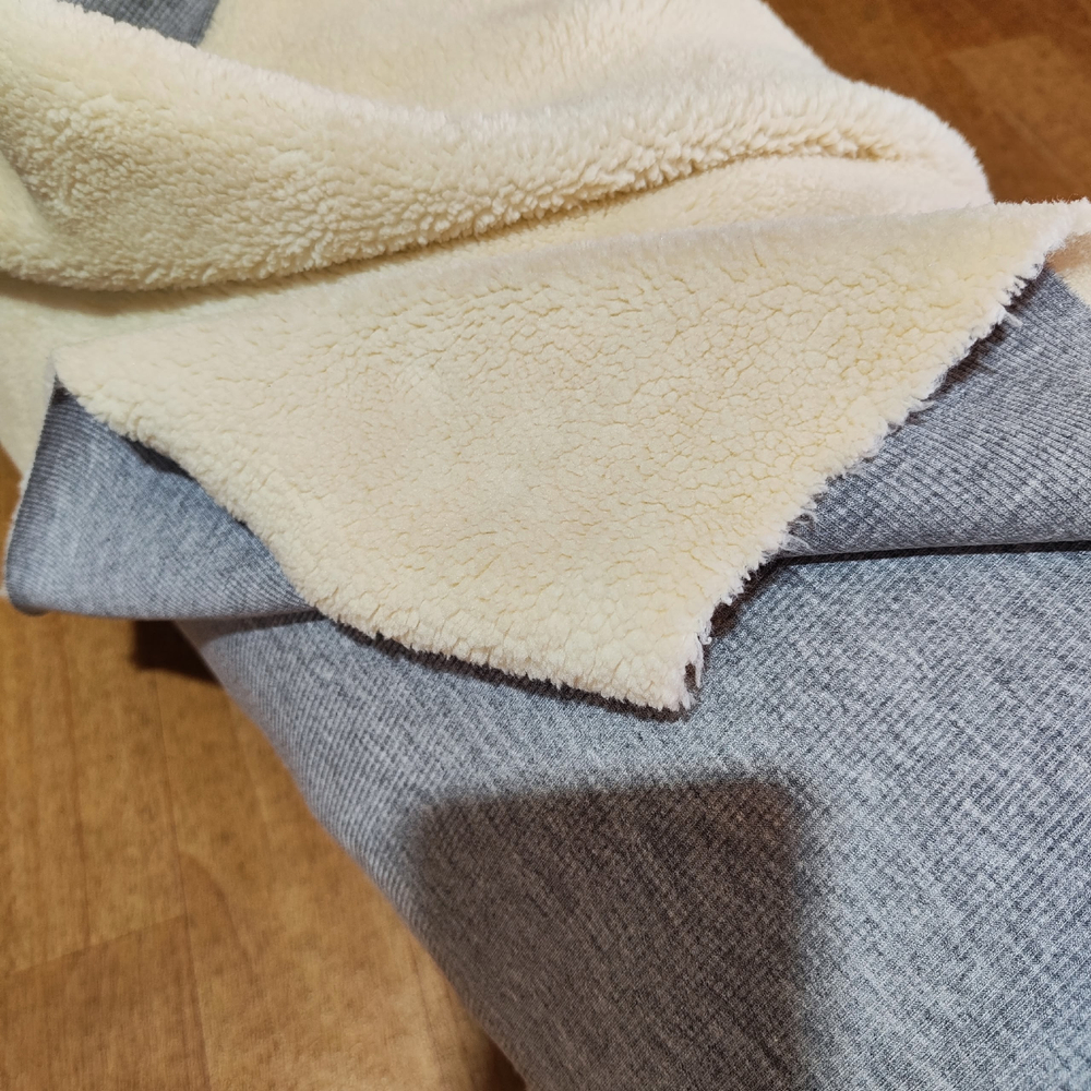 СЕРЫЙ МЕЛАНЖ - Рубчик на меху (желтые разводы от влаги 10-15см от кромки, легко отстирываются!)