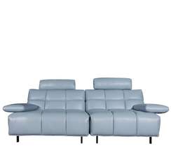 Диван с электро-реклайнером 4708, 202 см, серо-бежевая кожа