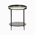 Кофейный столик Tray диаметр 40 керамика, черно-белый