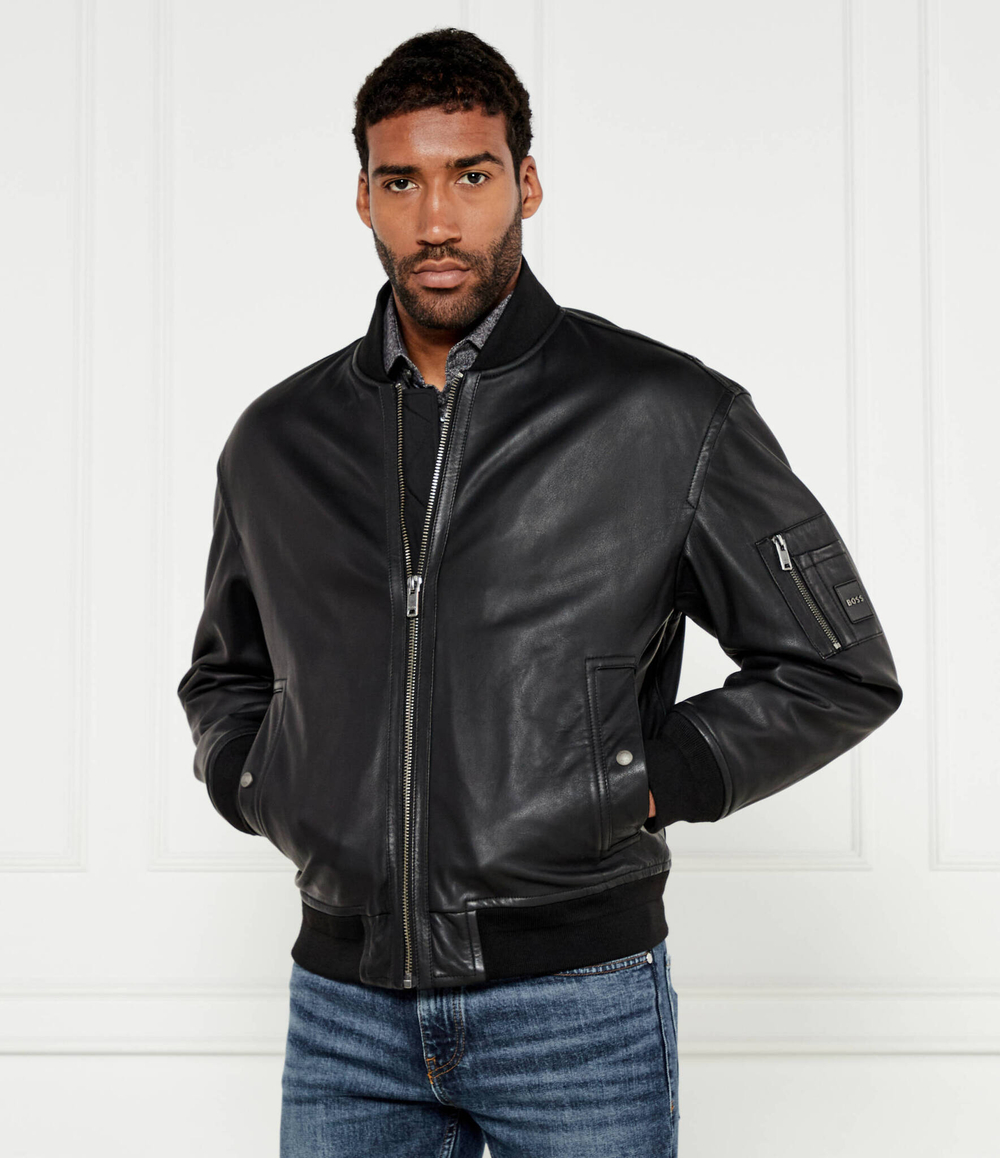 Кожаная куртка Juge BOSS ORANGE - черный(50522223)