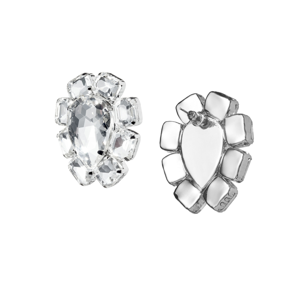 Серьги-люкс, каплевидный циркон, окантовка