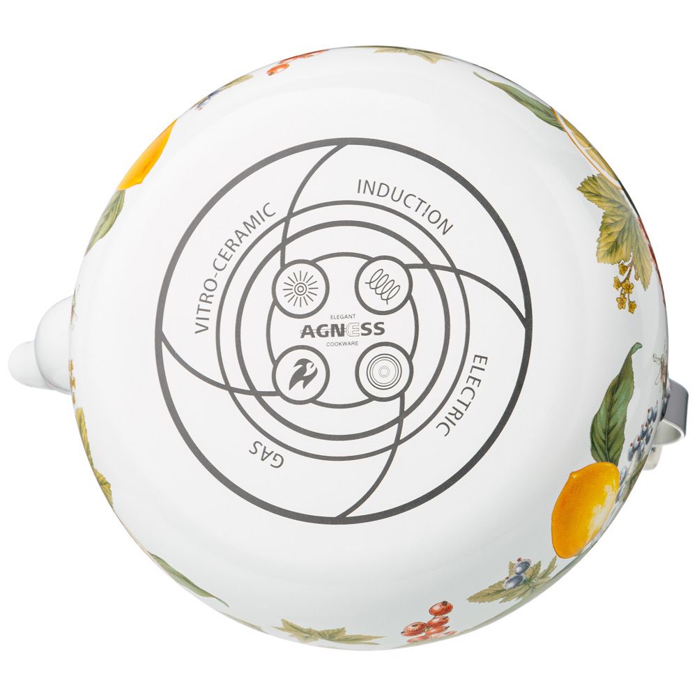 ЧАЙНИК AGNESS ЭМАЛИРОВАННЫЙ СЕРИЯ "ФРУКТОВАЯ КОРЗИНА", 2,5 Л