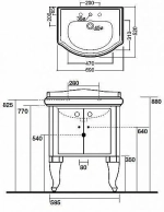 Тумба с раковиной Kerasan Retro 7361K5 69 белый глянец с 3 отверстиями