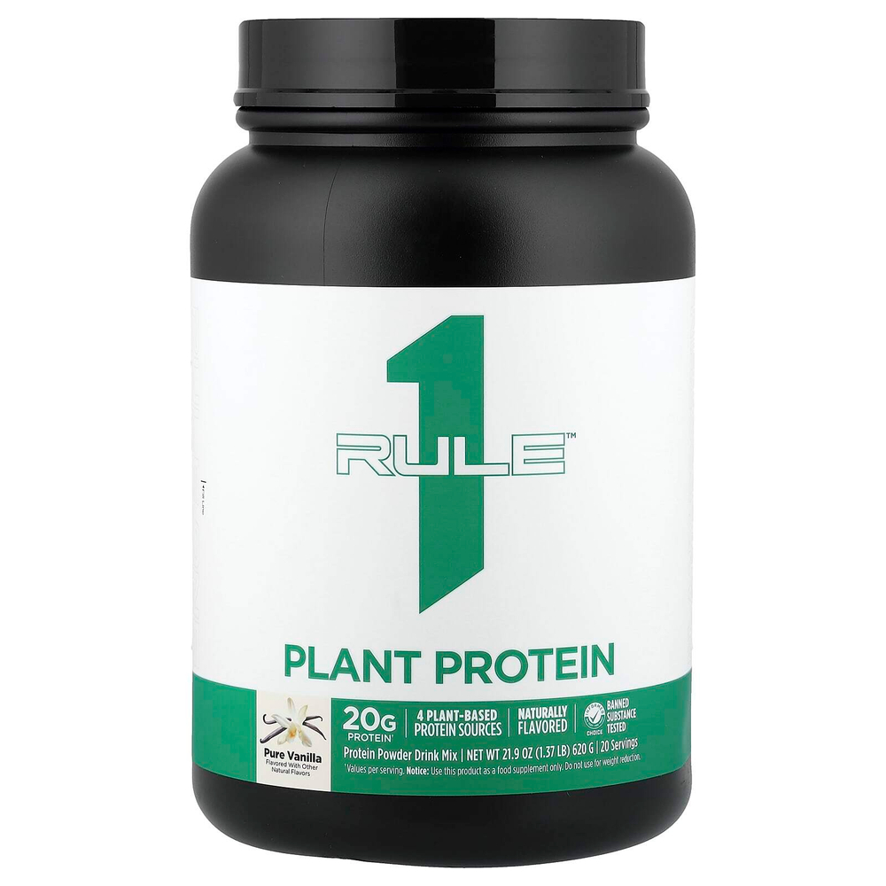 Rule One Proteins, смесь для приготовления порошка с растительным протеином, ваниль, 620 г (1,37 фунта)