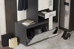 Прихожая Лира, Графит, Дуб крафт белый