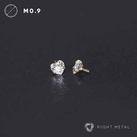 Cubic Zirconia Heart Crystal PVD Yellow