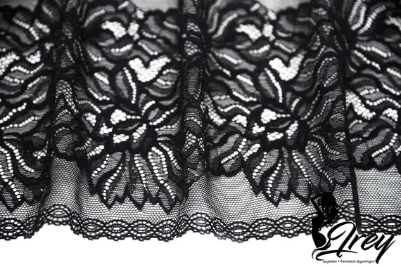 652 ОПТ Кружево эластичное 17 см, Италия, черный 170