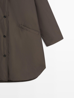 Massimo Dutti Длинная стеганая куртка, коричневый