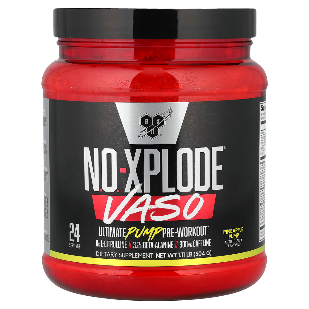 BSN, No-Xplode® VASO, предтренировочный комплекс для роста мышц, ананас, 504 г (1,11 фунта)