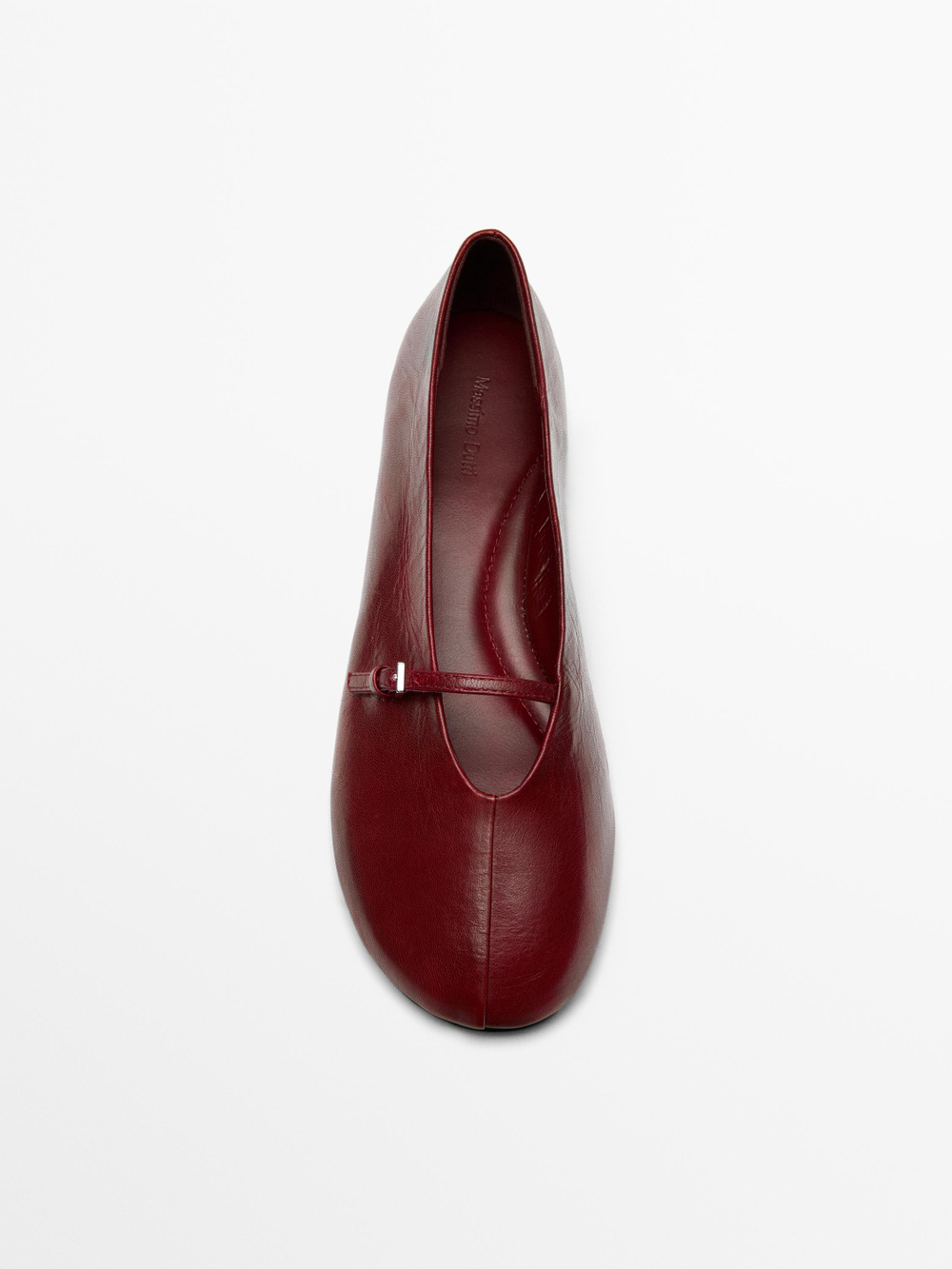 Massimo Dutti Кожаные балетки с пряжкой, красный