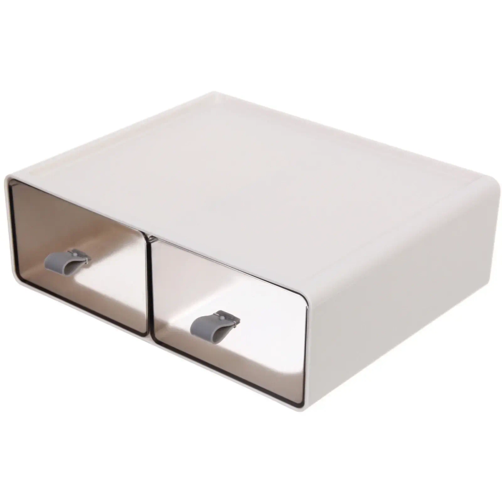Ящик настольный для хранения «ТЭРЛИН», два отделения, цвет белый, 7,5*22*18см (пакет)