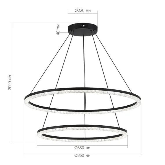 SL1018.403.02 Светильник подвесной ST-Luce черный/прозрачный LED 1*96W 4000K EUCLIDICS