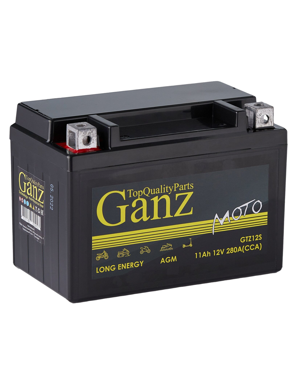 Аккумулятор GANZ мото AGM 11 А/ч прямой L+ 150x87x110 мото EN 280 А