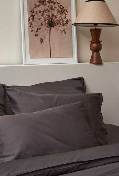 Комплект постельного белья из премиального сатина темно-серого цвета из коллекции essential, 150х200 см