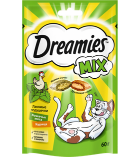 Дримис Лакомства для кошек микс курица/мята 60гр.