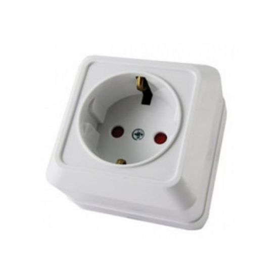 Розетка MAKEL 1-местная бел. о/п с/з 16А 250В