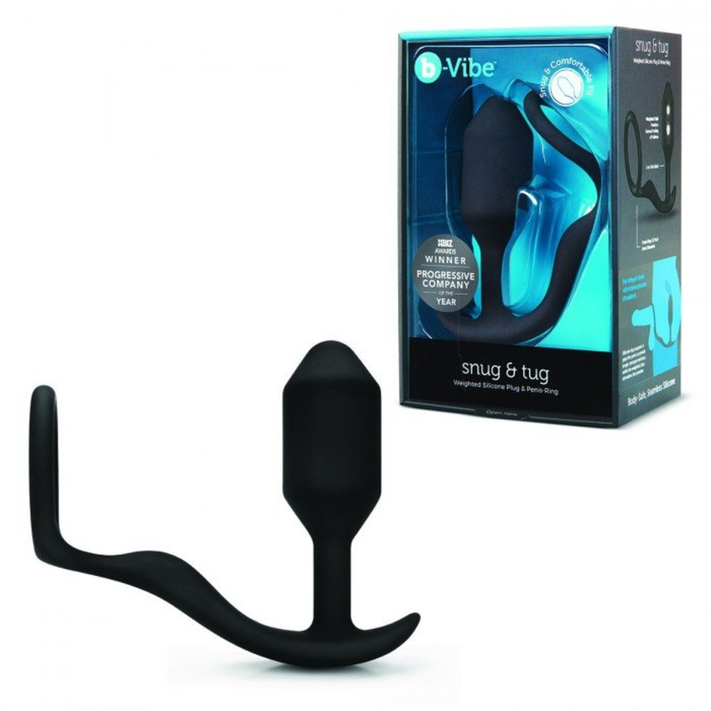 Эрекционное кольцо с анальным плагом B-vibe Snug & Tug