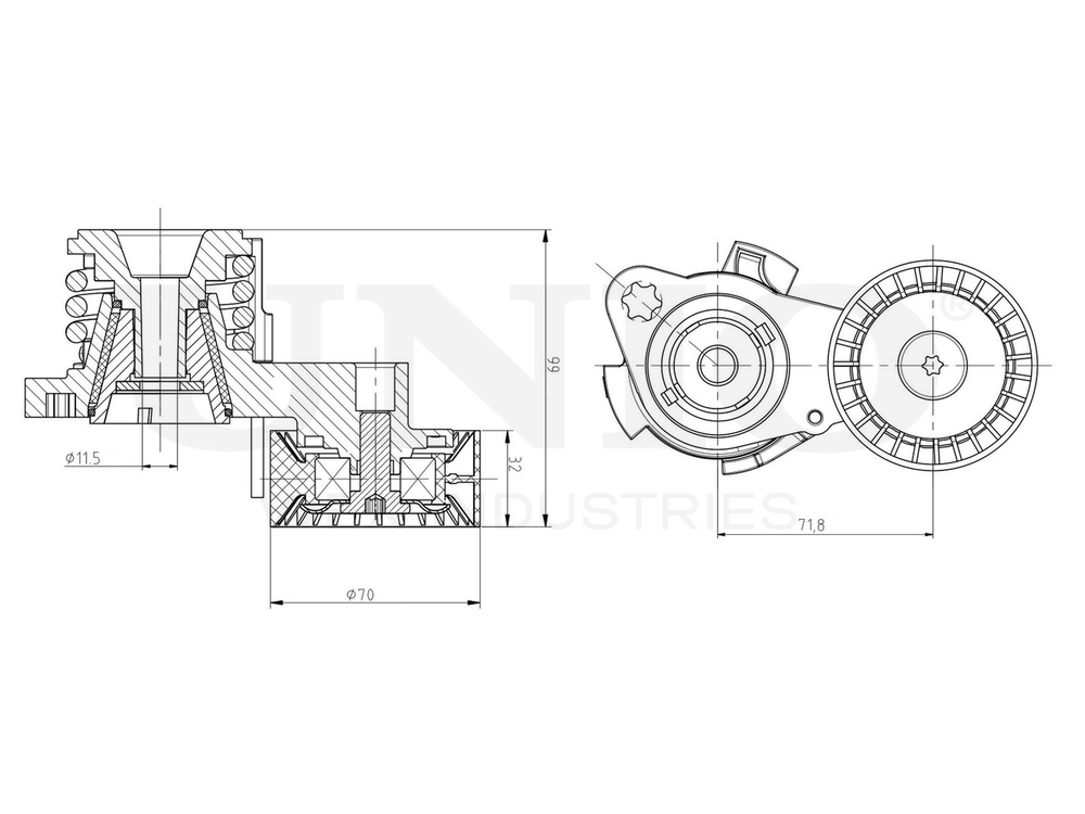 Ролик с натяжителем приводного ремня UNIO TNS-10300