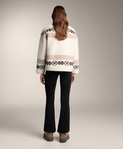 Oysho Куртка из искусственной овчины с оленями и высоким воротником, экрю