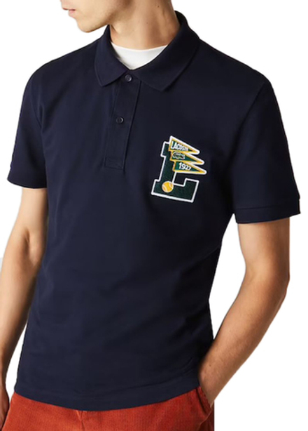 Теннисное поло Lacoste Men’s Regular Fit L Badge Cotton Piqu_ Polo Shirt - navy blue - Blue