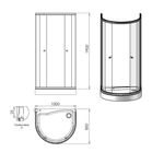 Душевое ограждение WELLE, 85x100x190, профиль хром, стекло прозрачное, ST-WELL1008-NTRCR