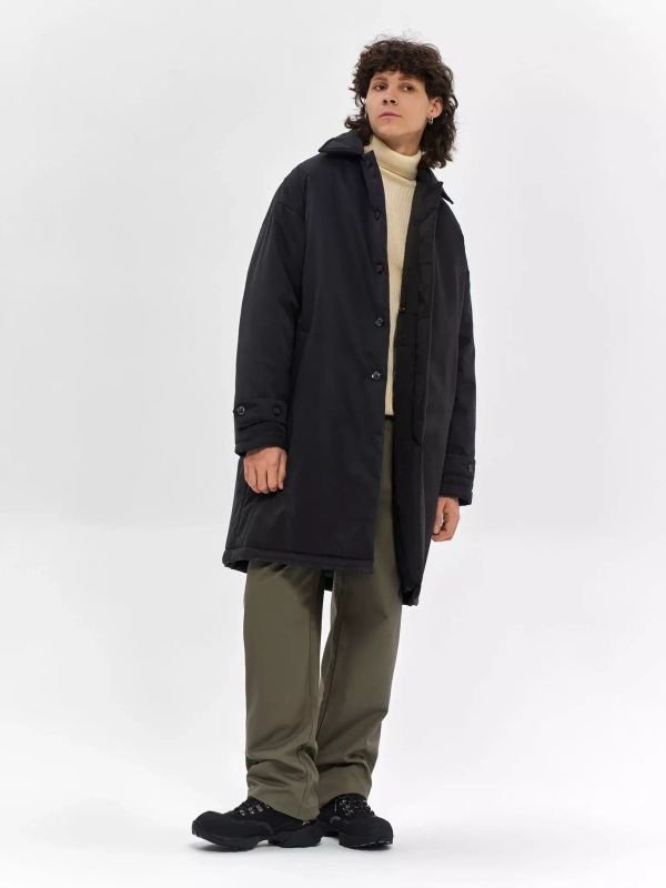 Плащ Средней длины Утепленный Мужской черный - фото 1