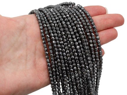 Нить бусин из гематита 3,8мм, огранка