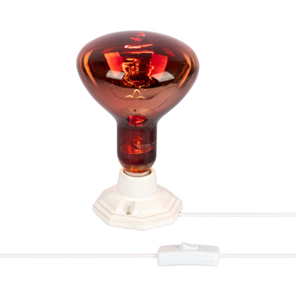 Светильник для инфракрасной лампы ЭРА FITO-Holder-CAP-light 3 м патрон-основание керамический с кабелем и цоколем Е27 | Светильники для растений