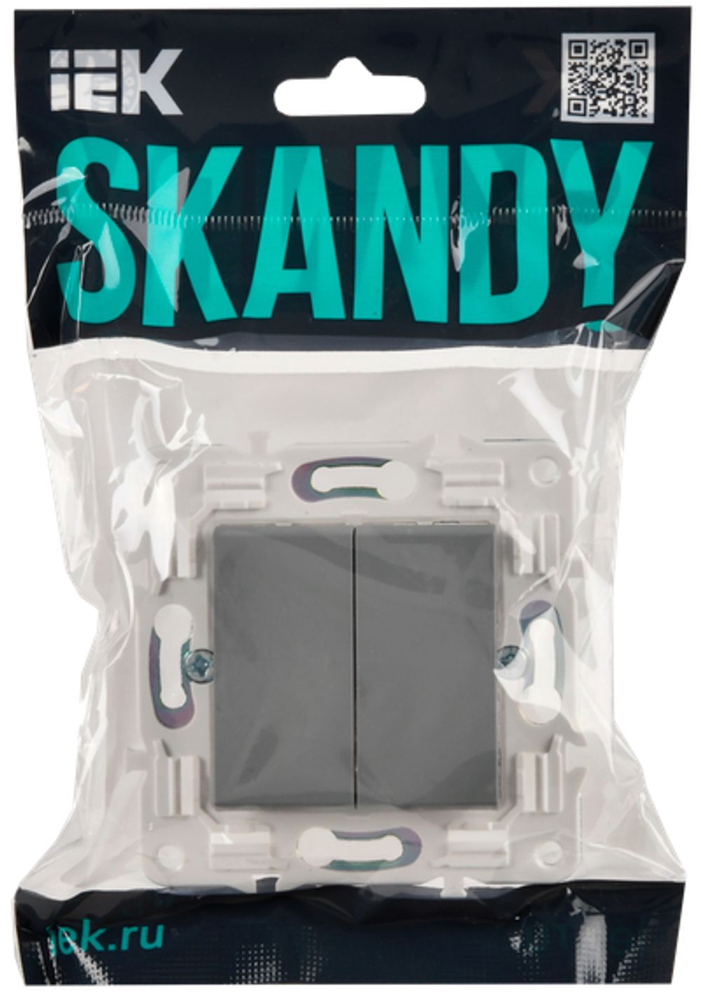 SKANDY Выключатель 2-клавишный проходной 10А SK-V05Gr серый IEK