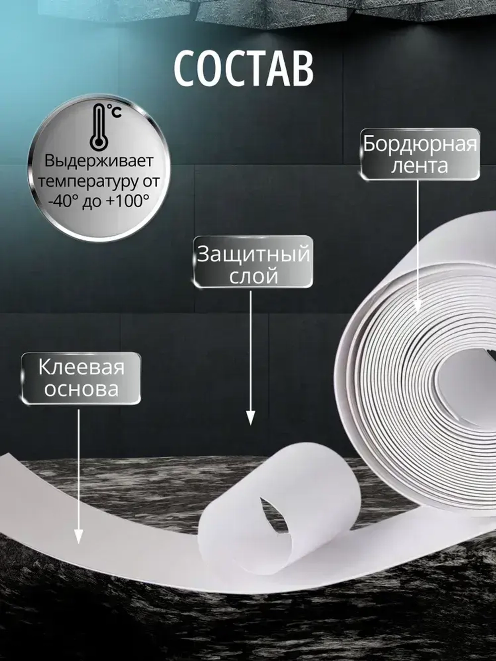 Бордюрная лента для ванны и кухни 50мм 3,5м. Самоклеящаяся декоративная клейкая лента, белая