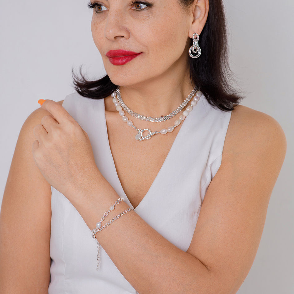 Колье Fiore Luna String of Pearls Сarabiner BL4507 S
