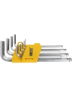 Ключи шестигранные FIT CrV сталь, 9 шт., 1,5-10 мм, с шаровым наконечником, длинные, в пластиковом держателе 64193